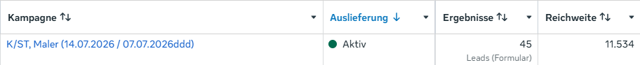 Meta-Werbeanzeigenmanager: Malerbetrieb