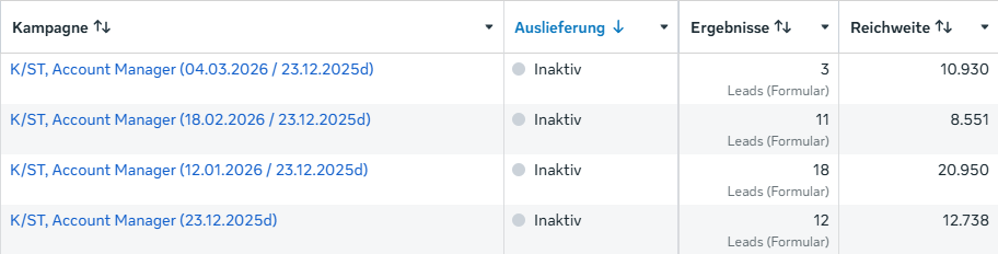 Meta-Werbeanzeigenmanager: Technologie-Unternehmen
