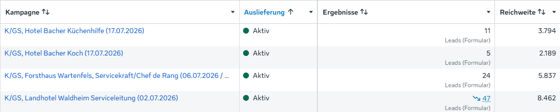 Meta-Werbeanzeigenmanager: Hotel- & Gastro-Betriebe