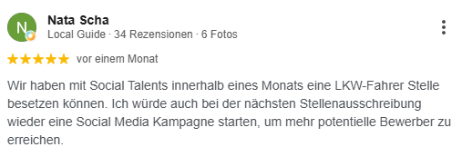 Nata Scha – „innerhalb eines Monats eine LKW-Fahrer-Stelle besetzt“
