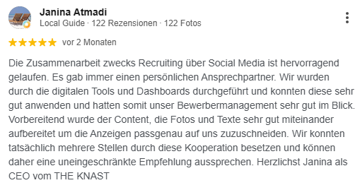 Janina Atmadi, CEO THE KNAST – „mehrere Stellen besetzt“