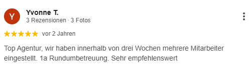 Yvonne T. – „innerhalb von drei Wochen mehrere Mitarbeiter eingestellt“